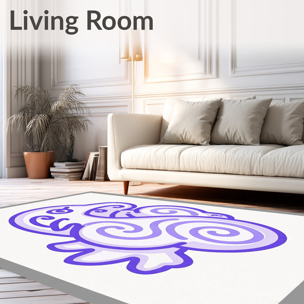 Whimsical Lavender Swirl Creature Rug