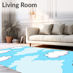 Whimsical Blue Sky Cloudscape Rug