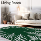 Emerald Green Fern Frond Border Rug