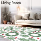 Green Fern Holly Berry Wreath Rug