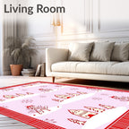 Whimsical Red Village Snowfall Rug