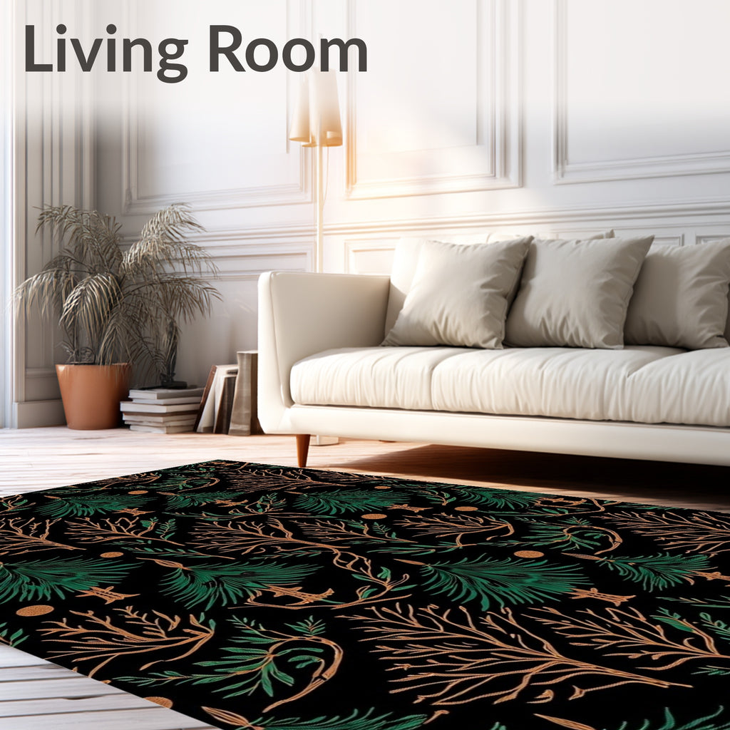 Dark Verdant Pine Woodland Repeating Rug