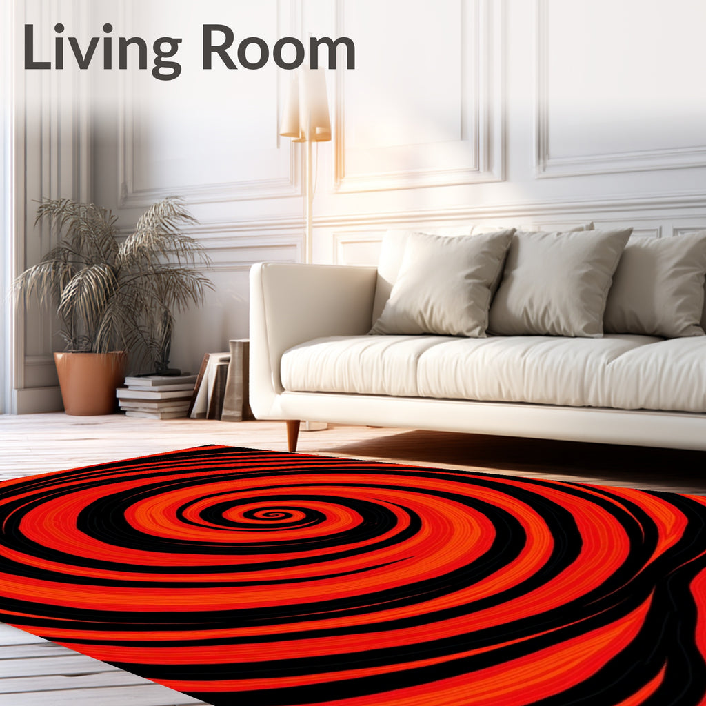 Crimson Black Swirl Vortex Rug
