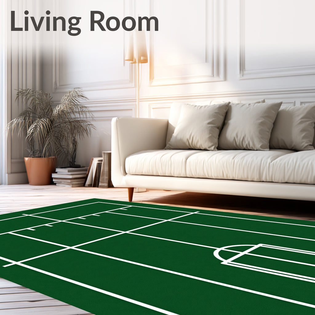 Deep Green Geometric Court Rug