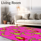 Vibrant Pink Yellow Red Floral Abstraction Rug