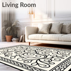 Black Vine Swirl Border Rug