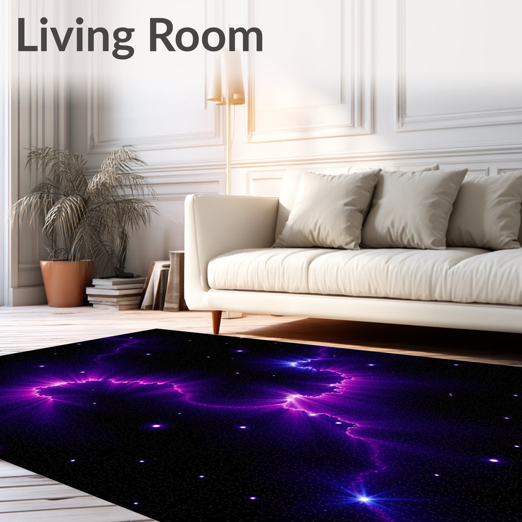 Cosmic Purple Nebula Starry Rug