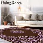 Brown and Pink Ornate Floral Corners Rug