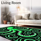 Vibrant Emerald Octopus Swirls Rug