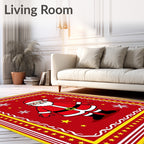 Whimsical Red Santa Claus Snowflakes Rug