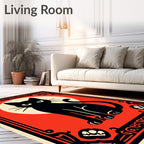 Ornate Black Cat Halloween Rug