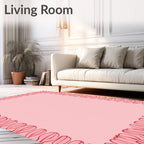 Blooming Red Floral Outline Border Rug