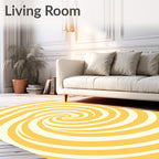 Sunny Yellow Swirl Abstract Rug