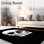 Monochromatic Skull Graphic Textile Rug