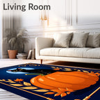 Black Cat Pumpkin Autumn Border Rug