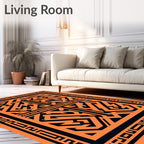 Bold Orange Geometric Maze Rug