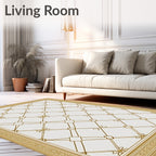 Gold Lattice Contemporary Geometric Rug