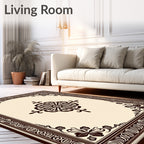 Rich Brown Ornamental Square Arrangement Rug