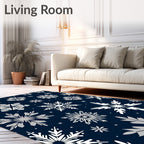 Deep Blue Snowflake Collage Rug