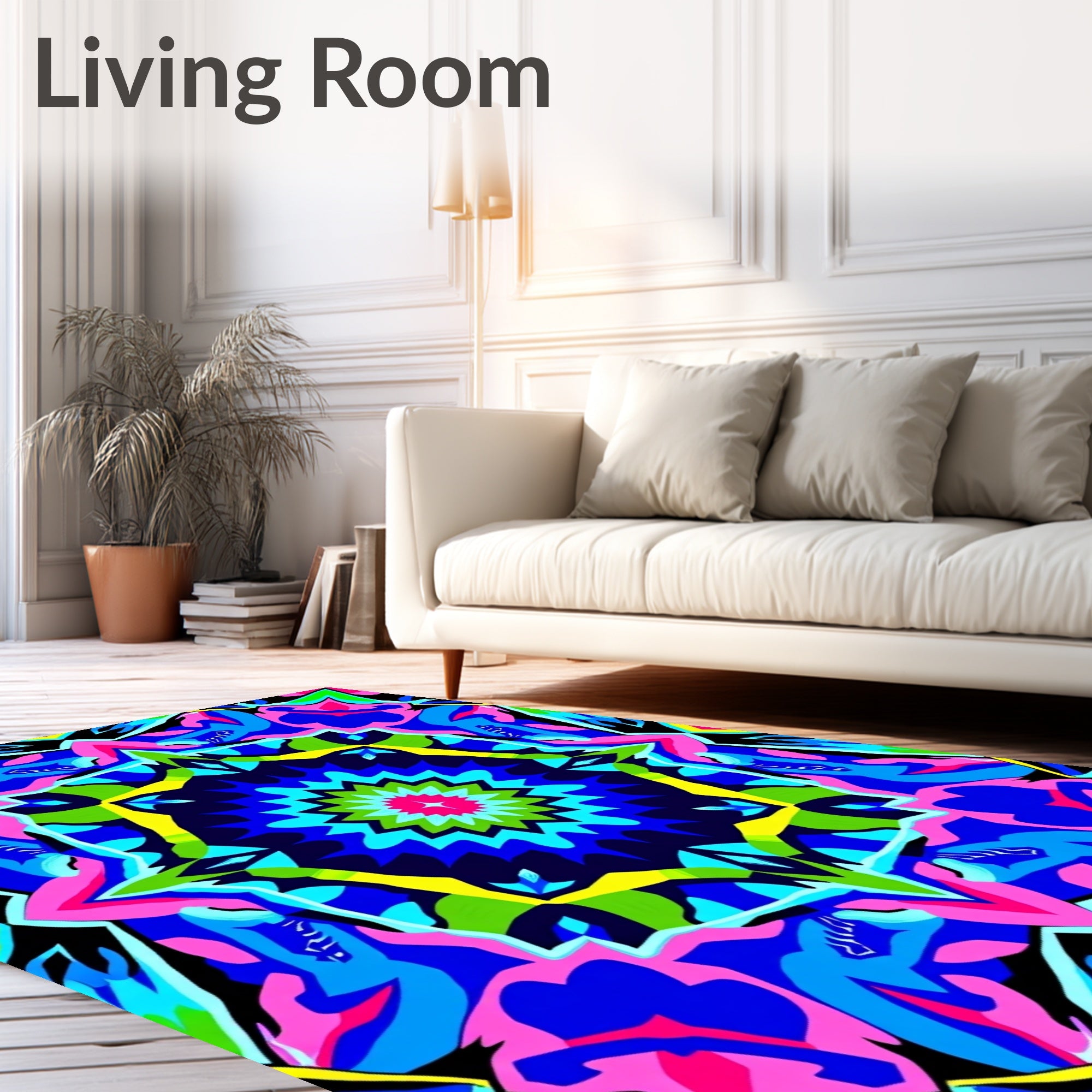 Vibrant Echo Geometric Mandala Art Rug