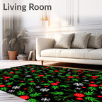 Festive Red Berry Holly Snowflake Rug