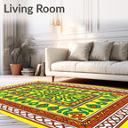 Vibrant Yellow Emerald Medallion Border Rug