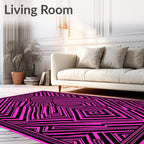 Bold Pink Black Geometric Maze Rug