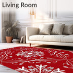 Crimson White Snowflake Medallion Layout Rug
