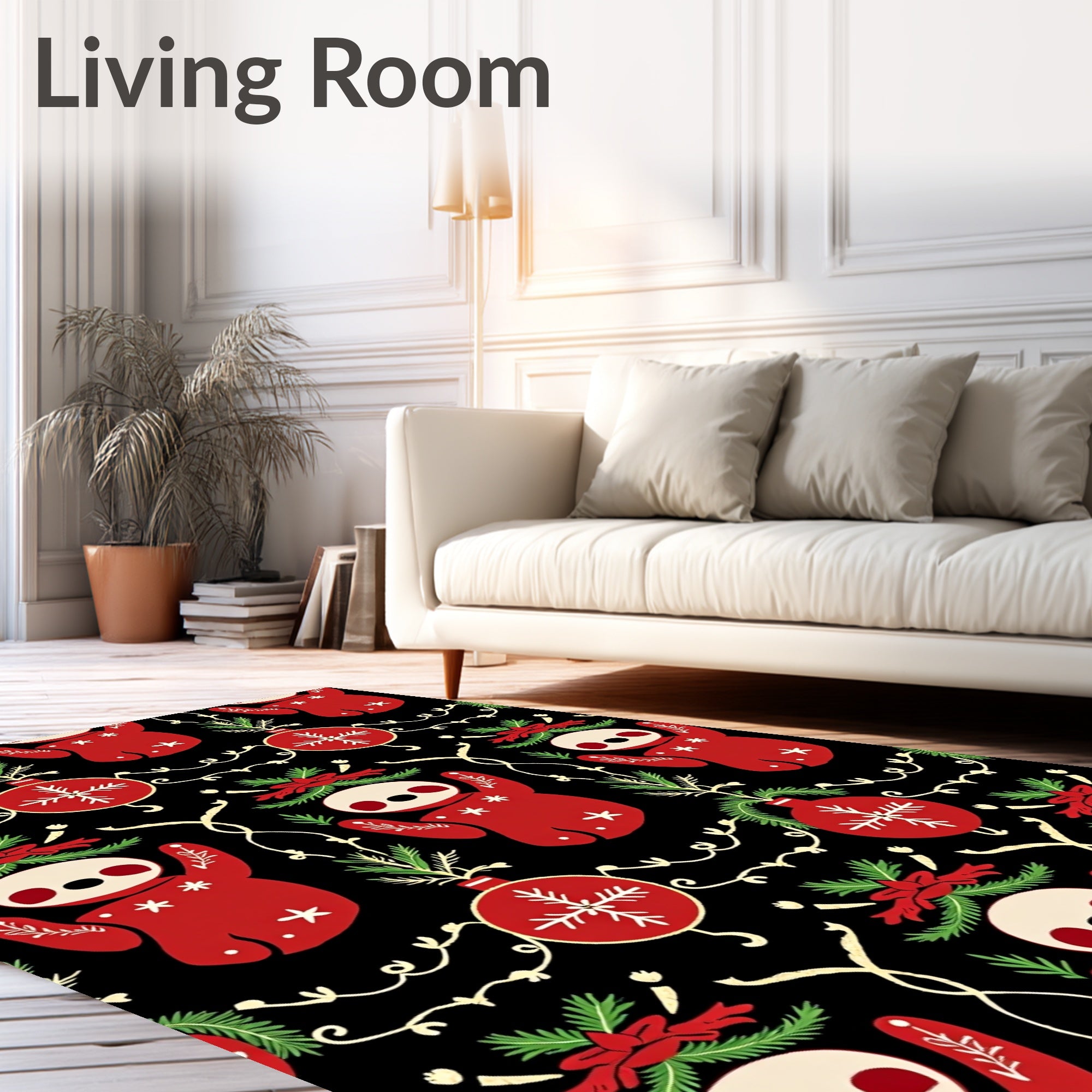 Red Sloth Christmas Ornament Black Rug