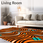 Orange Black Stripe Floral Pop Rug