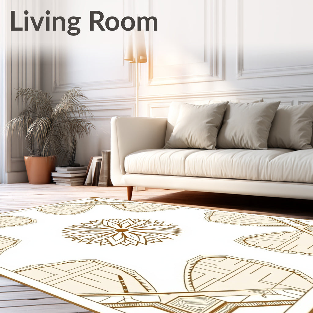 Art Deco Floral Geometric Medallion Brown Area Rug
