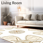 Art Deco Floral Geometric Medallion Brown Area Rug