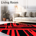 Bold Red Geometric Lines Rug