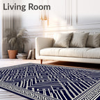 Navy Geometric Maze Delight Rug