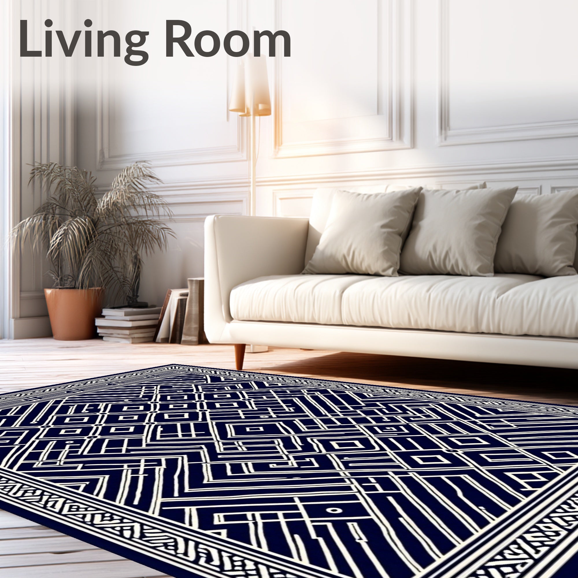 Navy Geometric Maze Delight Rug