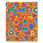 Bright Orange Retro Alphabet Space Rug