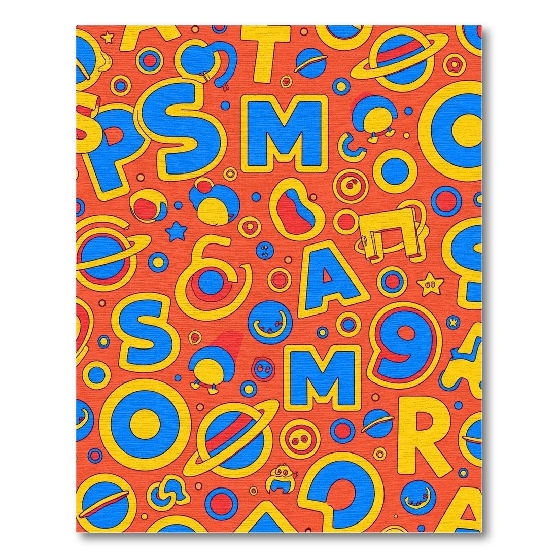 Bright Orange Retro Alphabet Space Rug