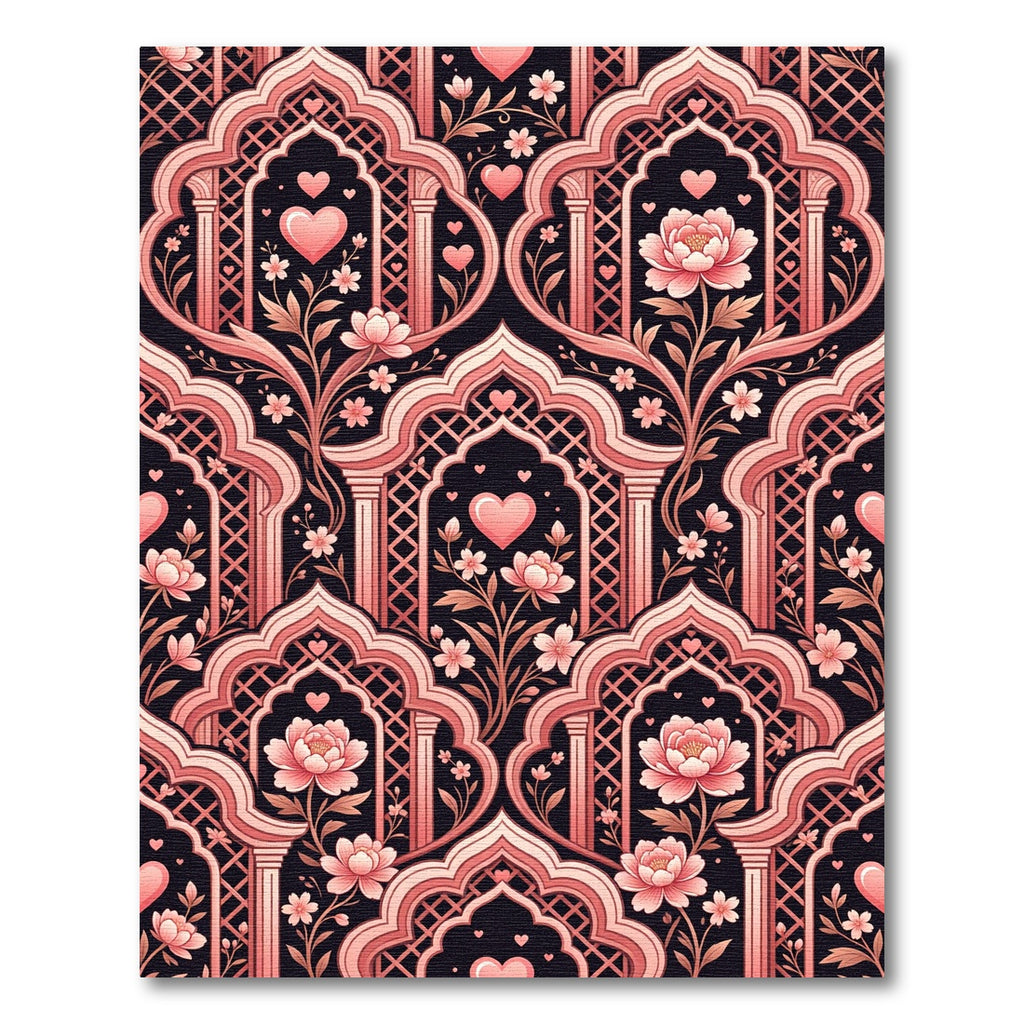 Pink Coral Arch Bloom Heart Rug