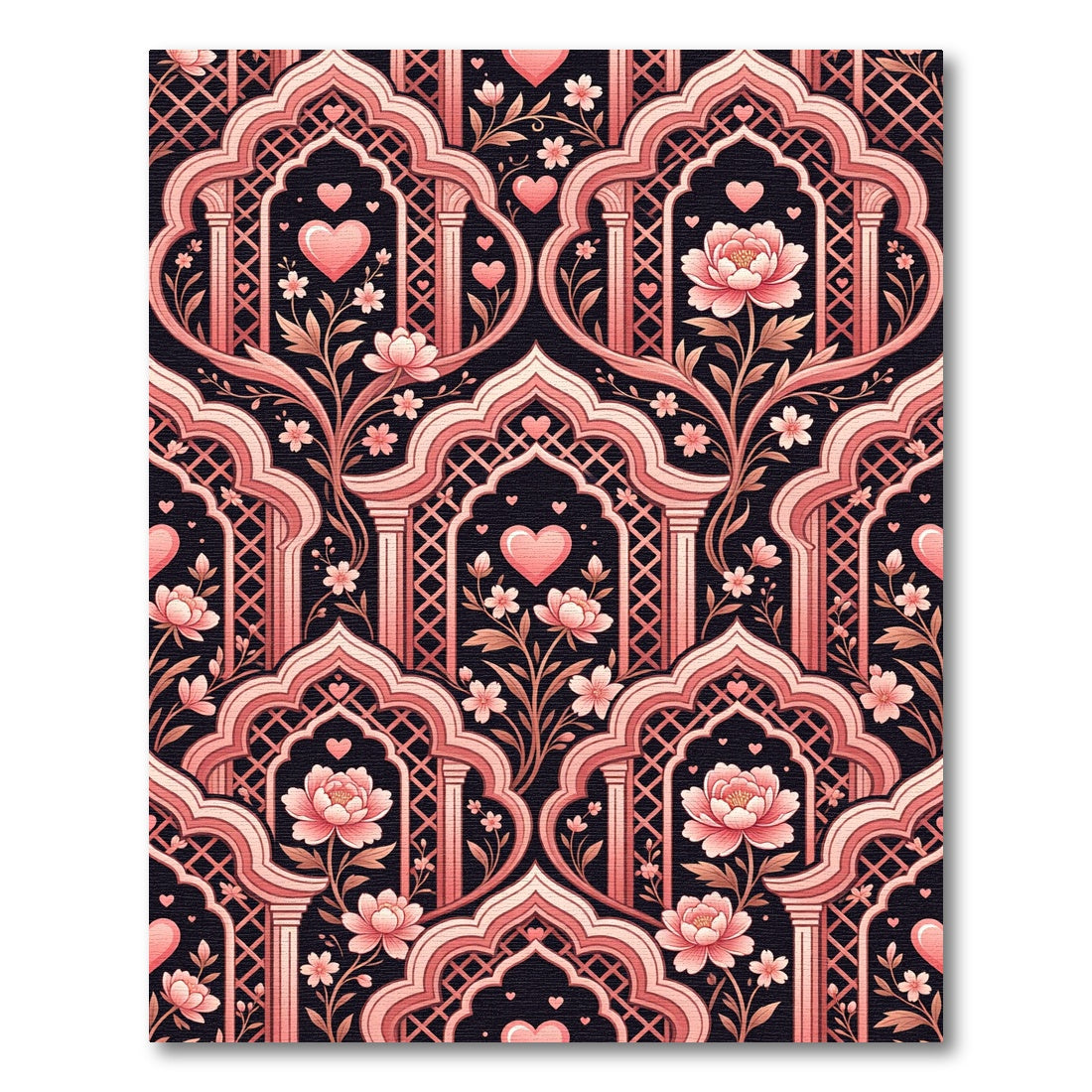 Pink Coral Arch Bloom Heart Rug