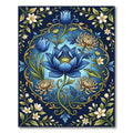 Elegant Blue Floral Medallion Botanical Rug