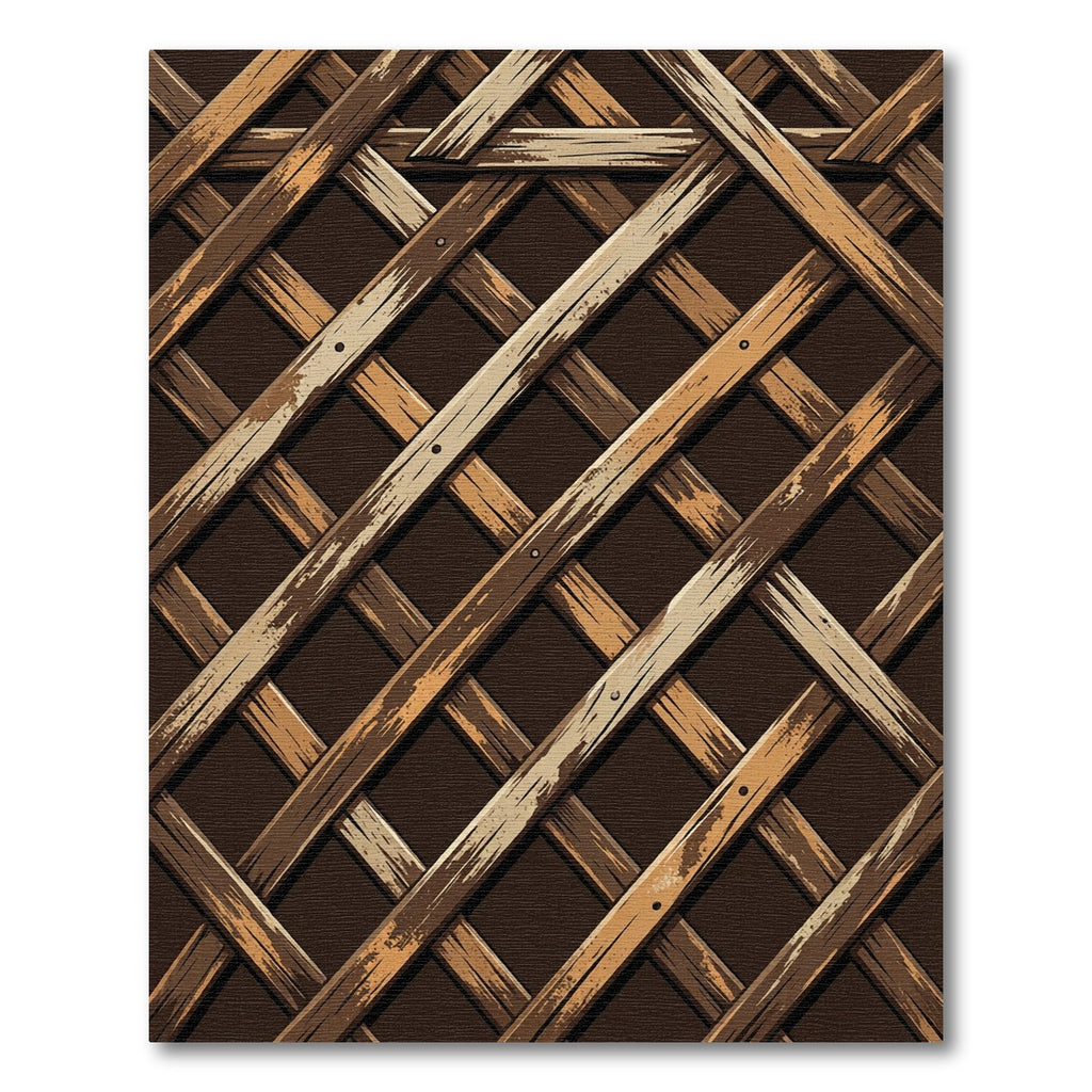Rustic Wood Lattice Geometric Grid Rug