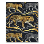 Golden Spotted Leopard Noir Wave Rug