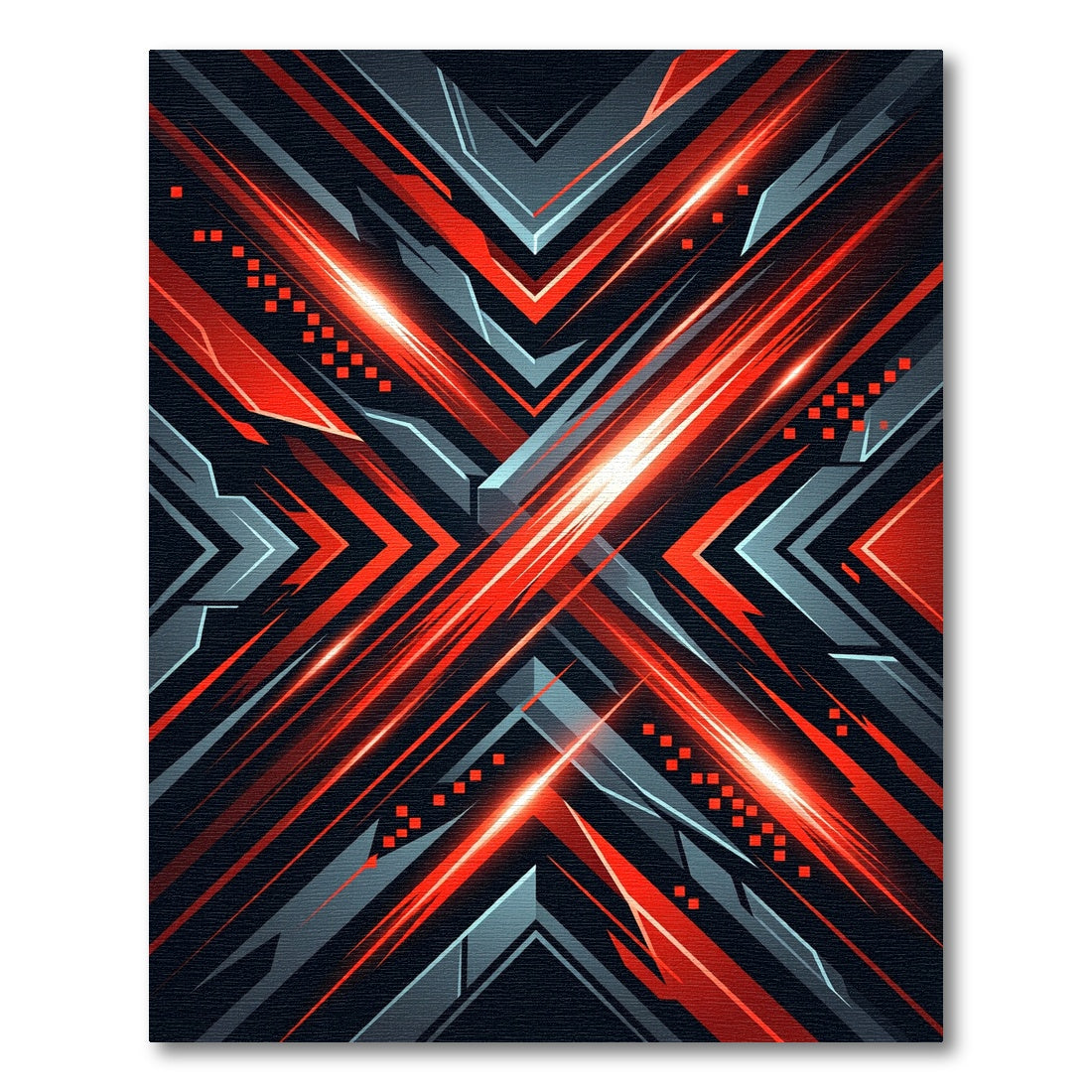 Electric Red Geometric Cyber Energy Rug