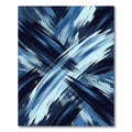 Dynamic Navy Light Blue Abstract Strokes Rug