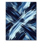 Dynamic Navy Light Blue Abstract Strokes Rug