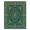 Elegant Teal Golden Scrollwork Medallion Rug