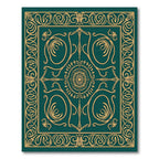 Elegant Teal Golden Scrollwork Medallion Rug