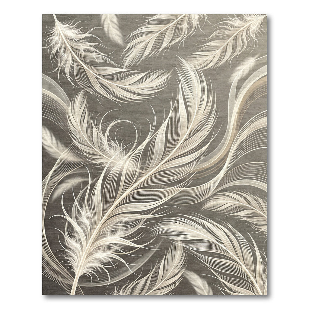 Elegant Ivory Floating Feather Illustration Rug