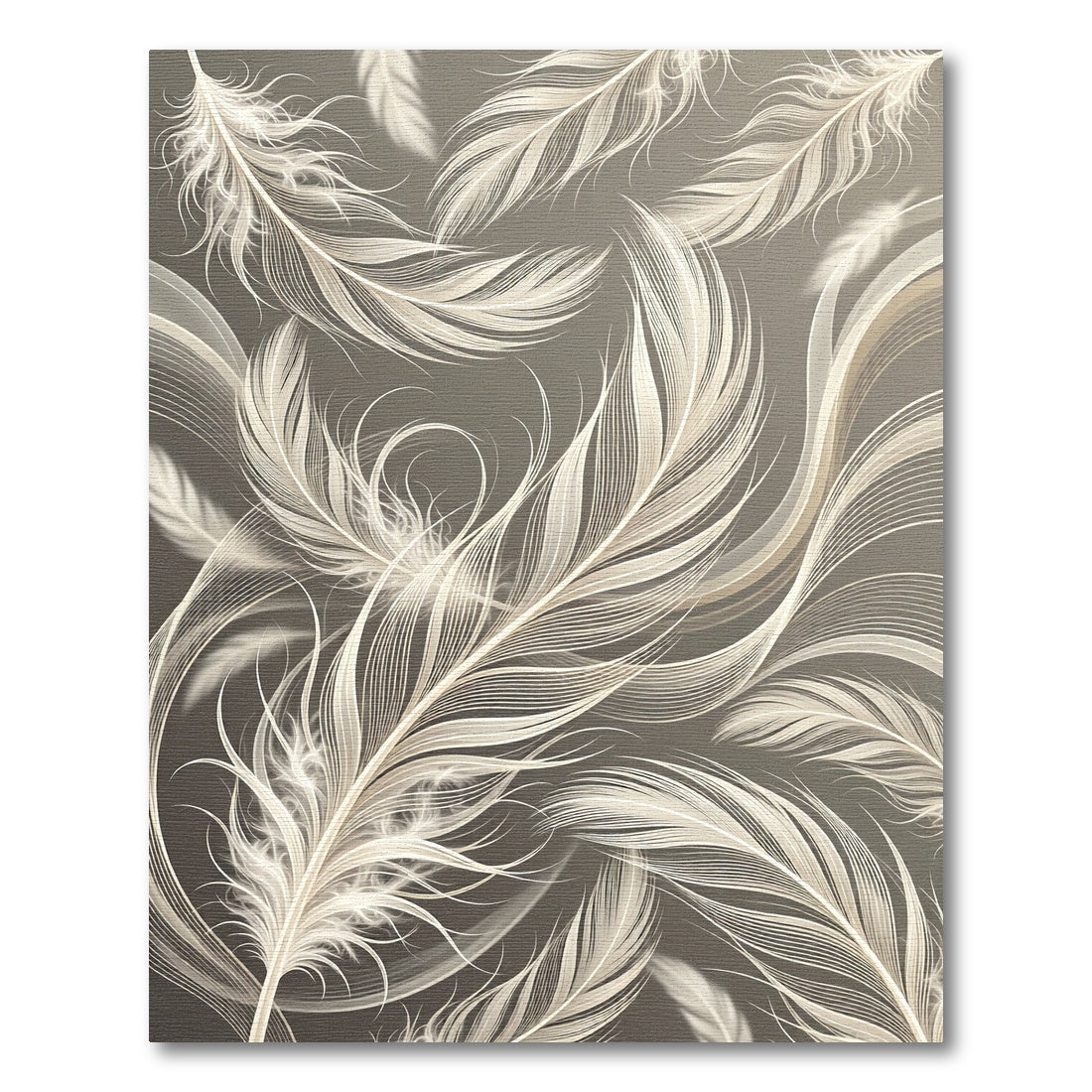 Elegant Ivory Floating Feather Illustration Rug