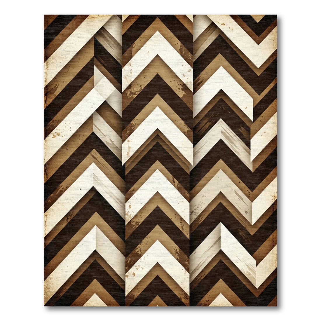 Mid Century Brown Chevron Geometric Rug